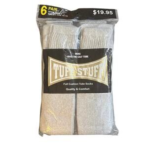 New 2014 Tuff Stuff Mens Over The Calf Tube Socks 6-Pack Ext Size 9-15 White